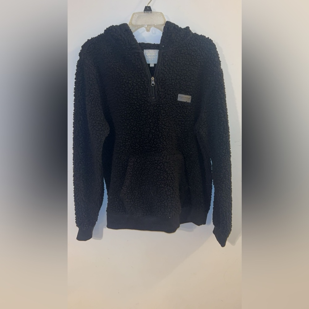 Simply Southern Collection, Black Sherpa 1/2 Sip hoodie